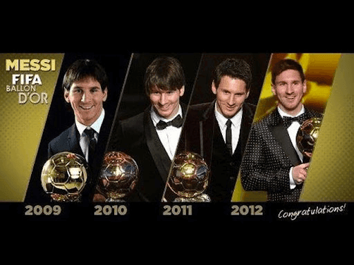 Lionel Messi celebrating a Champions League title with Barcelona