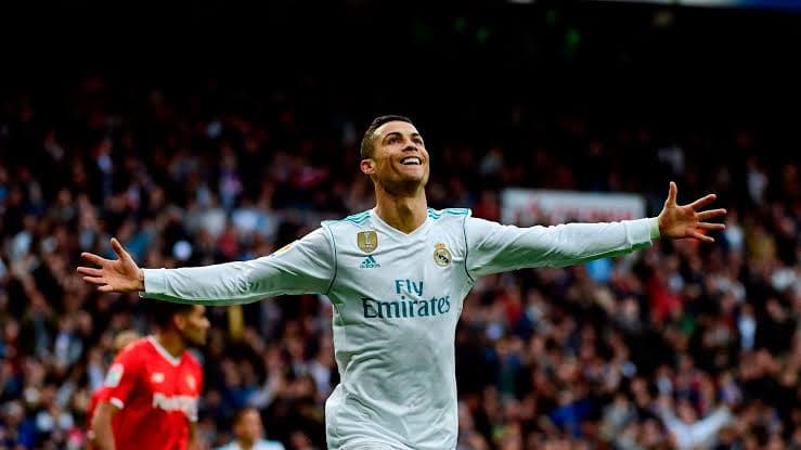 Cristiano Ronaldo celebrating a Champions League title with Real Madrid